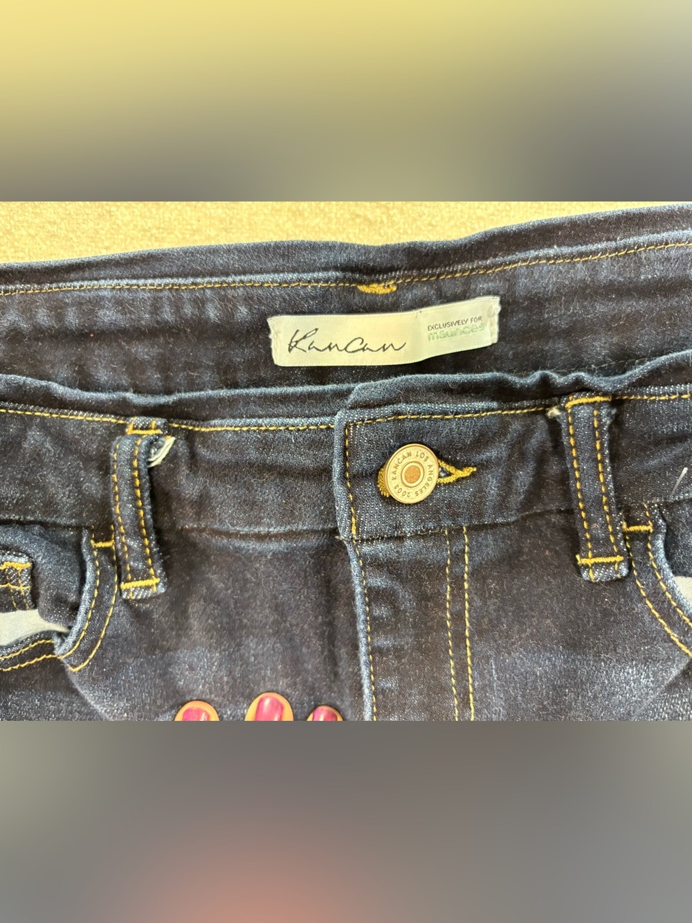KanCan Size 30 High Rise Bell Bottom Flare Jeans Dark Wash Frayed Hem Stretch - Picture 3 of 7